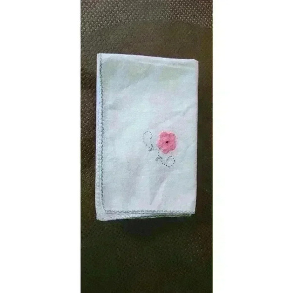 Set of 6-Pink Flower Embroiderd Napkins - Picture 2 of 4
